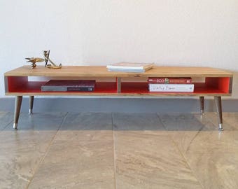 Mid Century Modern Coffee Table, Wood Legs, Desk, TV, Entertainment, Media Cabinet, Console, Stand, Storage, Shelf, Case Modern