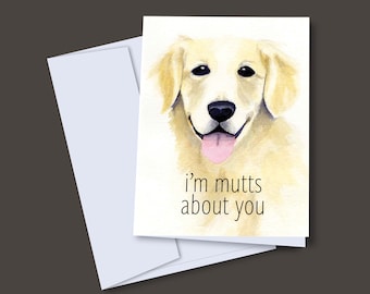 Customizable Golden Retriever Dog Watercolor Card | Watercolor Dog Print A6 | Thank You Holiday Love Anniversary Friend Birthday Blank Card