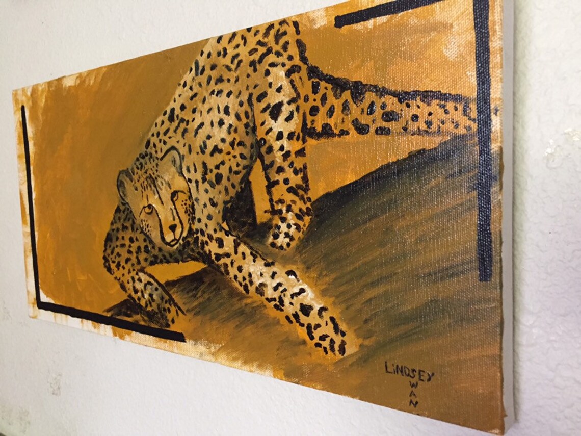 Acrylic and oil cheetah painting Etsy