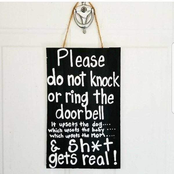 Do not knock sign, Sleeping baby sign, new mom gift, baby shower gift, No Solicitation, Do not disturb, Door Sign, No Soliciting Sign