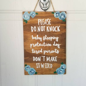 Do not knock sign, Sleeping baby sign, new mom gift, baby shower gift, Don't make it weird, Do not disturb, Door Sign, No Soliciting Sign