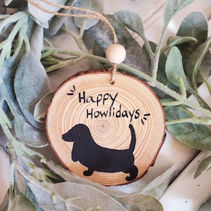Basset Hound Ornament, Dog Ornament, Pet Gift Dog Lovers, happy howlidays, Custom Made, Personalized Christmas Ornament, New Puppy ornament