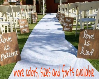 Set of 10 Corinthians 13 Signs, Wedding Aisle Signs, Hand Painted Wood, Love is Patient, Love is kind, Love never fails, Custom Made