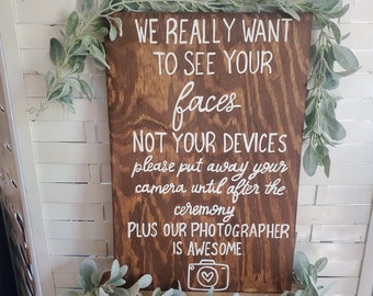 Unplugged Wedding Sign, Ceremony Sign, Turn off your devices, No phones, Rustic wedding sign, Custom Wood Sign, Welcome Sign, Outdoor