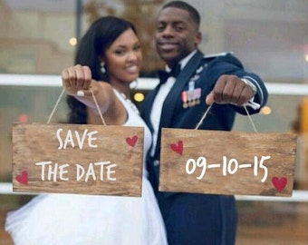 Save The Date Sign - ENGAGEMENT SIGNS, Engagement Photo Prop, Wooden Engagement Sign, Engagement Sign, Save The Date Prop