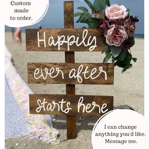 Wedding Road Sign, Happily Ever After Starts Here, Personalized Wedding Signs, Wedding Ceremony Sign, Wedding Directional Sign