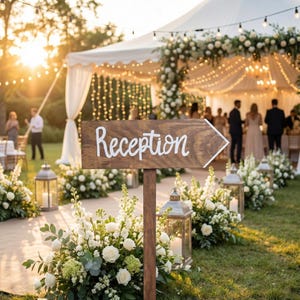 Custom Wedding Sign on Stake, Outdoor Wedding Decor, Rustic Wedding Sign, Ceremony Signage, Wood Wedding Signs, Arrow Sign, Directional Sign