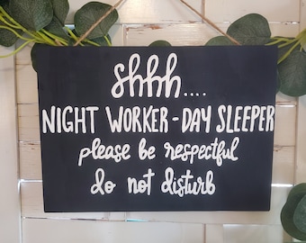 Night Shift Worker Sleeping Sign: Custom Do Not Disturb Door Hanger