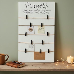 Prayer Board with Clips, Prayer Room Sign, Christian House Warming Gift, Wedding Gift for Couples, War Room