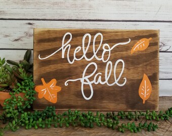 Fall Home Decor, Fall sign, Hello Fall Sign, Welcome Fall Sign, Fall Wall Decor, Fall Porch Sign, Hello Autumn, Autumn Sign