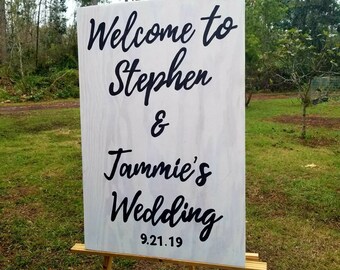 Wood Wedding Sign, Ceremony Sign, Wedding Welcome Sign, Custom Personalized, Reception Sign, Hand Painted, Rustic Wedding Decor