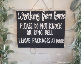 Working Do Not Disturb Sign, Work at Home Door Sign, Work at Home Mom, No Soliciting Wood Custom Sign, Door Sign, Office Sign