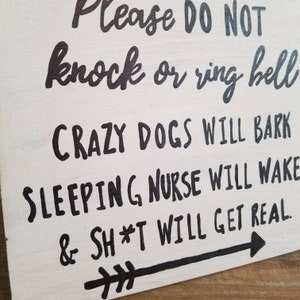 Nurse Sign, Sleeping Nurse, Nurse Gift, RN gift, LPN gift, Wood Sign, Do not disturb, Door sign, Nursing Gift, Do not knock, CUSTOM made image 2