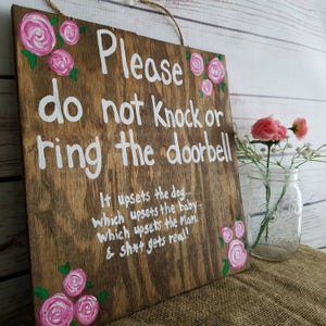 Do not knock sign, Sleeping baby sign, new mom gift, baby shower gift, No Solicitation, Do not disturb, Door Sign, No Soliciting Sign
