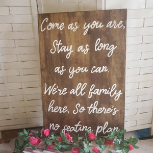 Wood Wedding Seating Sign, Custom Ceremony Sign, No Seating Plan, Assigned Seats, Sit Anywhere That Makes You Smile, Pick a Seat not a Side