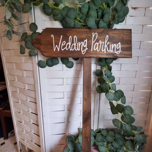 Wedding Direction Sign, Parking Sign, Arrow Sign on Stake, Custom Wood Wedding Signs, Handpainted