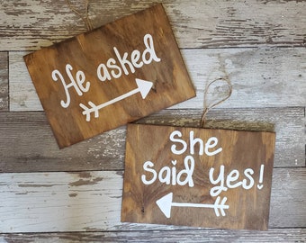 Engagement Props, Engagment Banner, Couples Signs, Photo Prop Signs, Wedding Photo Signs, Engagment Photo Signs, He Asked She Said Yes