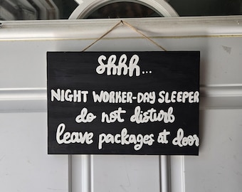 Night Shift Worker Sleeping Sign: Custom Do Not Disturb Door Hanger
