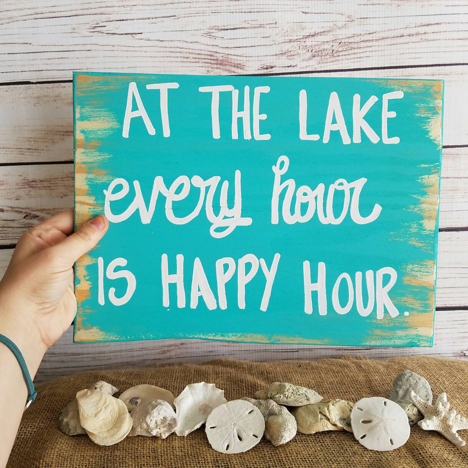Lake Sign Lake Decor Coastal Sign Happy Hour Sign Wood Etsy