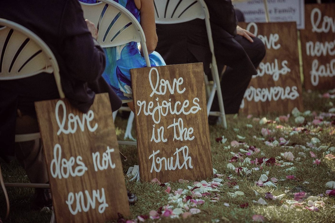 Wedding Aisle Signs Isle Signs Bible Verse Wood Signs Love Etsy