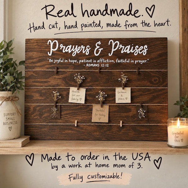 Prayer Board with Clothespins | CUSTOM MADE Christian Wall Decor | Prayer Request Sign | Bible Verse Gift | Prayer Room