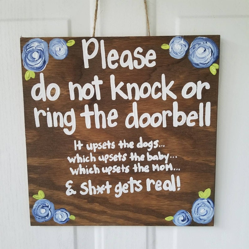 New Mom Gift Do Not Disturb Do Not Knock No Solicitation Sleeping Baby Cactus Decor Custom Made No Soliciting Door Sign