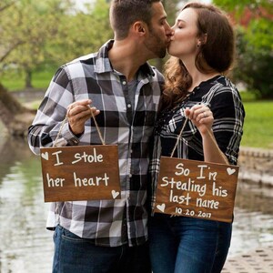 Save The Date Signs, Engagement Photo Props, Couples Engagement Props, Wood Engagment Signs, Custom Engangement Signs, Set of 2 image 2