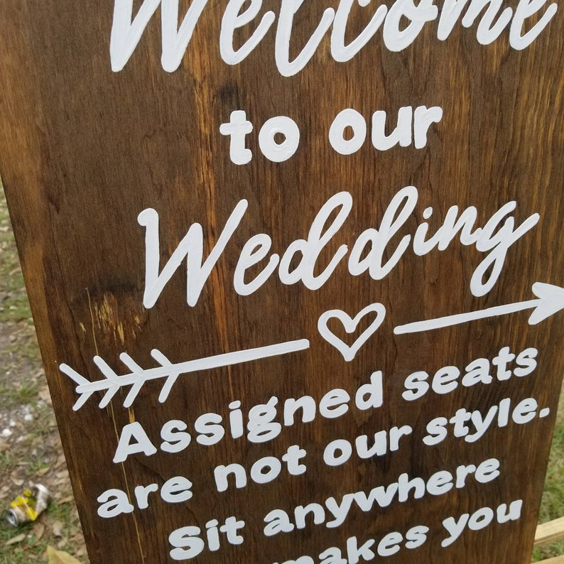 Wood Wedding Welcome Sign, Ceremony Sign, Seating Plan Sign, Rustic Wedding Decor, Reception Sign, Sit Anywhere, Pick a Seat not a side image 2
