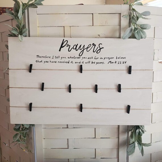 Wall Hanging Prayer Reminder Board with Prayer Notes Clips for Sharing 