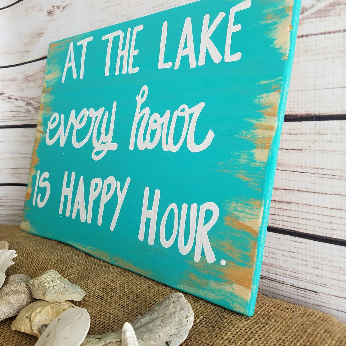 Lake Sign Lake Decor Coastal Sign Happy Hour Sign Wood Etsy
