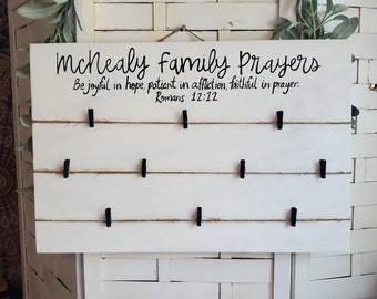 Family Prayer Board, Family gift, Prayer Sign, Christian Sign, Bible Verse Sign, Wedding Present, Wedding gift, Prayer Gift, last name sign