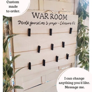 Prayer Board, War Room, Prayer Sign, Christian Sign, Bible Verse Sign, Christian Gift, Rustic Wooden Sign, Prayer Gift, Pastor gift