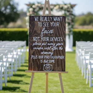 Unplugged Ceremony Sign, Custom Wood Wedding Sign for Unplugged Ceremony Rustic Wedding Sign Phone-Free Wedding Decor Unplugged Wedding Sign