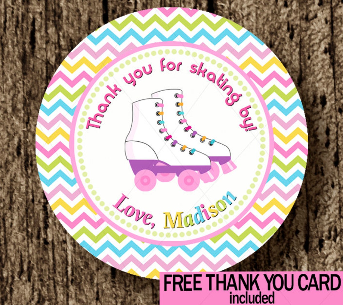 Roller Skate Sticker Skating Thank You Label Roller - Etsy