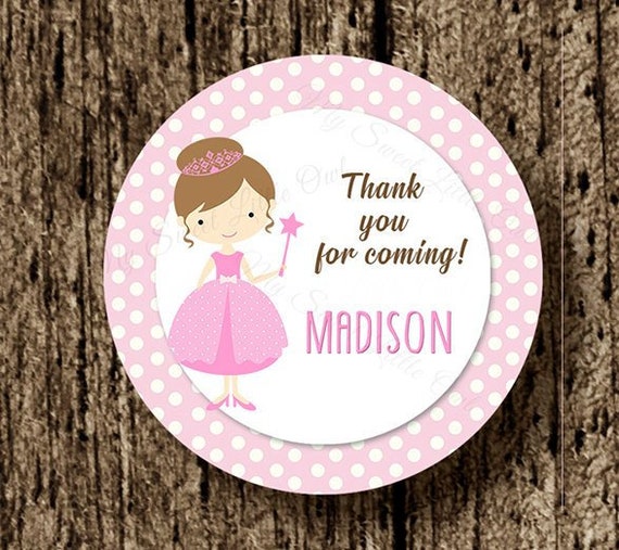 Princess party sticker - crown printable - princess label - crown label - princess thank you tag - birthday - spanish too - digital file Il_570xn