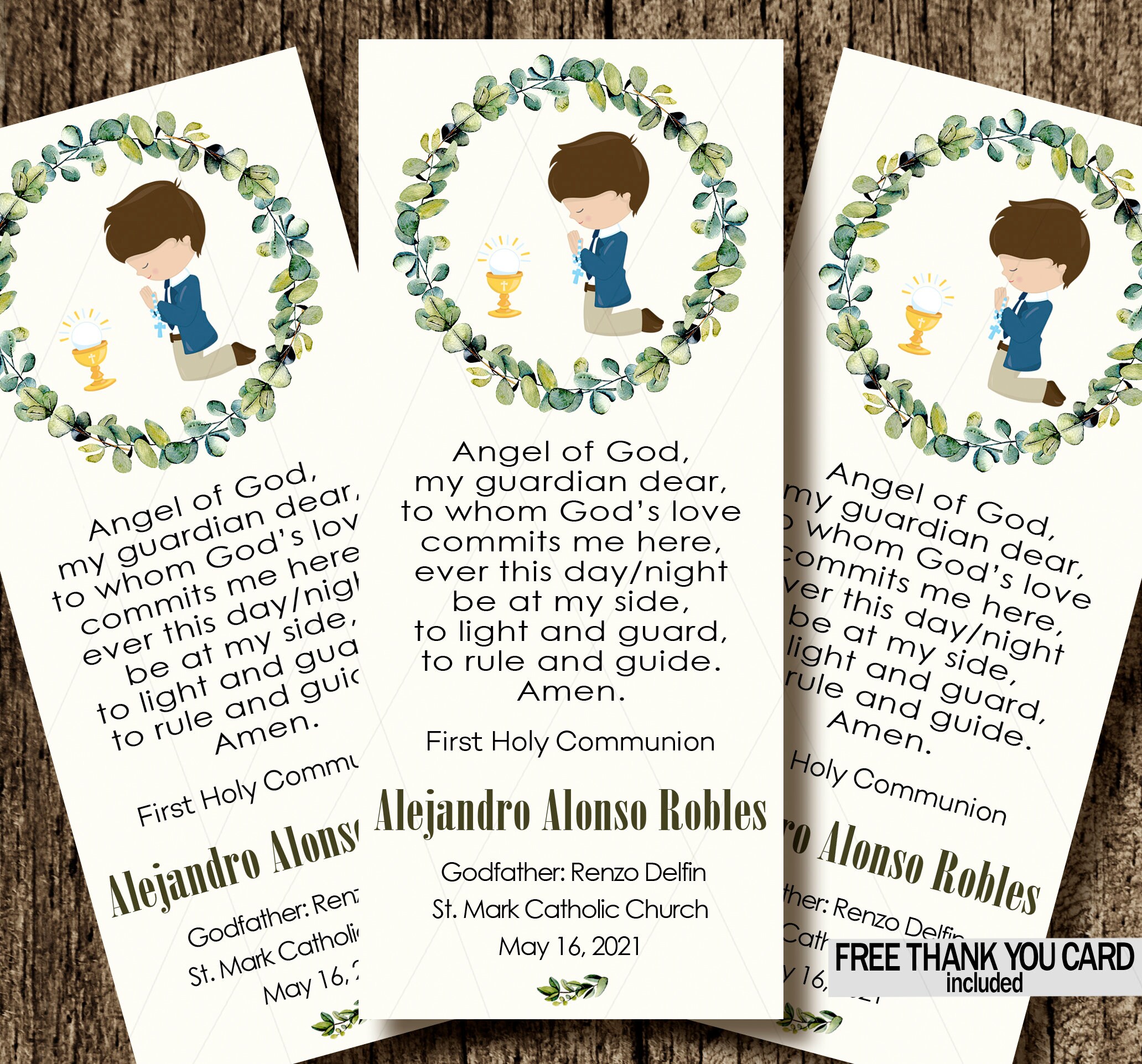 First Communion Favor Card Holy Communion Remembrance Card - Etsy