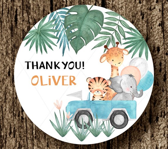 Jungle Party Label Safari Round Sticker Safari Baby Shower Etsy