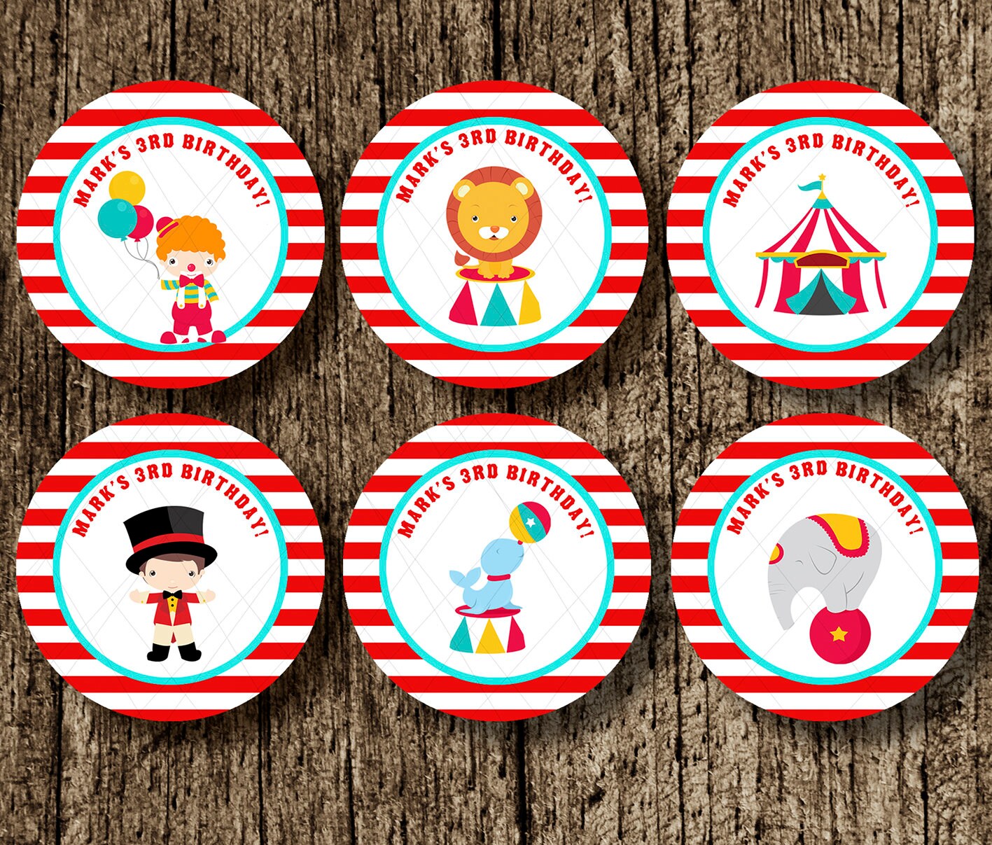 Circus favor sticker red circus goodie bag label clown  Etsy In Goodie Bag Label Template