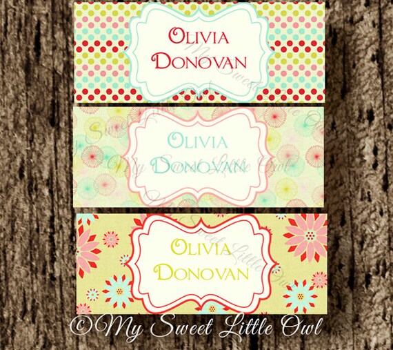 Items similar to School label - name label - name tag sticker - back to school label - flower ...