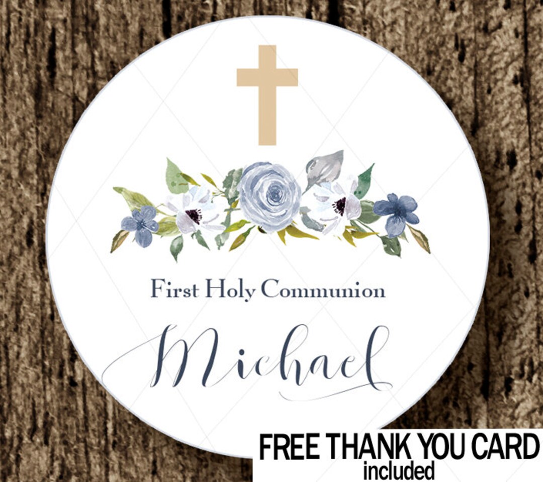 First Communion Sticker First Communion Thank You Tag Holy - Etsy