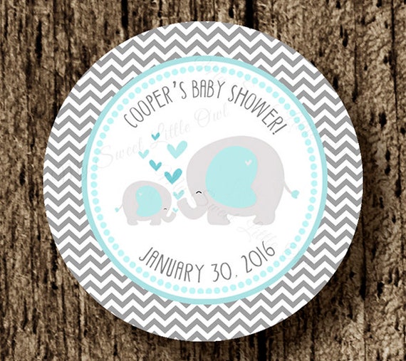 Elephant label - blue elephant party favor tag - blue elephant sticker - party printable - jungle thank you tag - spanish too - digital file Il_570xn