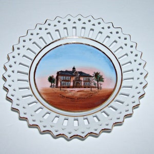 Atoka Oklahoma High School Small Souvenir Plate Reticulated Edge Approx 4.75&quot; Diameter
