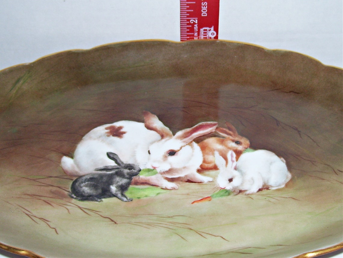 Limoges Rabbits Bunnies Platter Tray Shallow Dish Hand Painted JPL ...