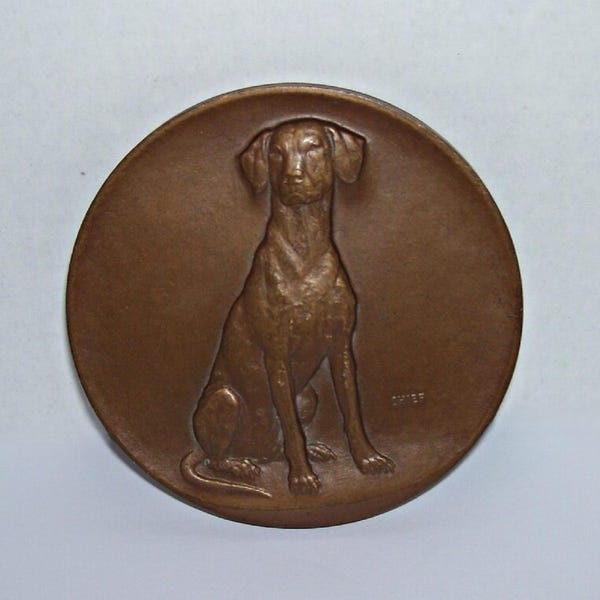 Vintage Medallion Chief Dalmatian Dog Central Manufacturers Mutual Insurance 4" Bronze Medal Paperweight