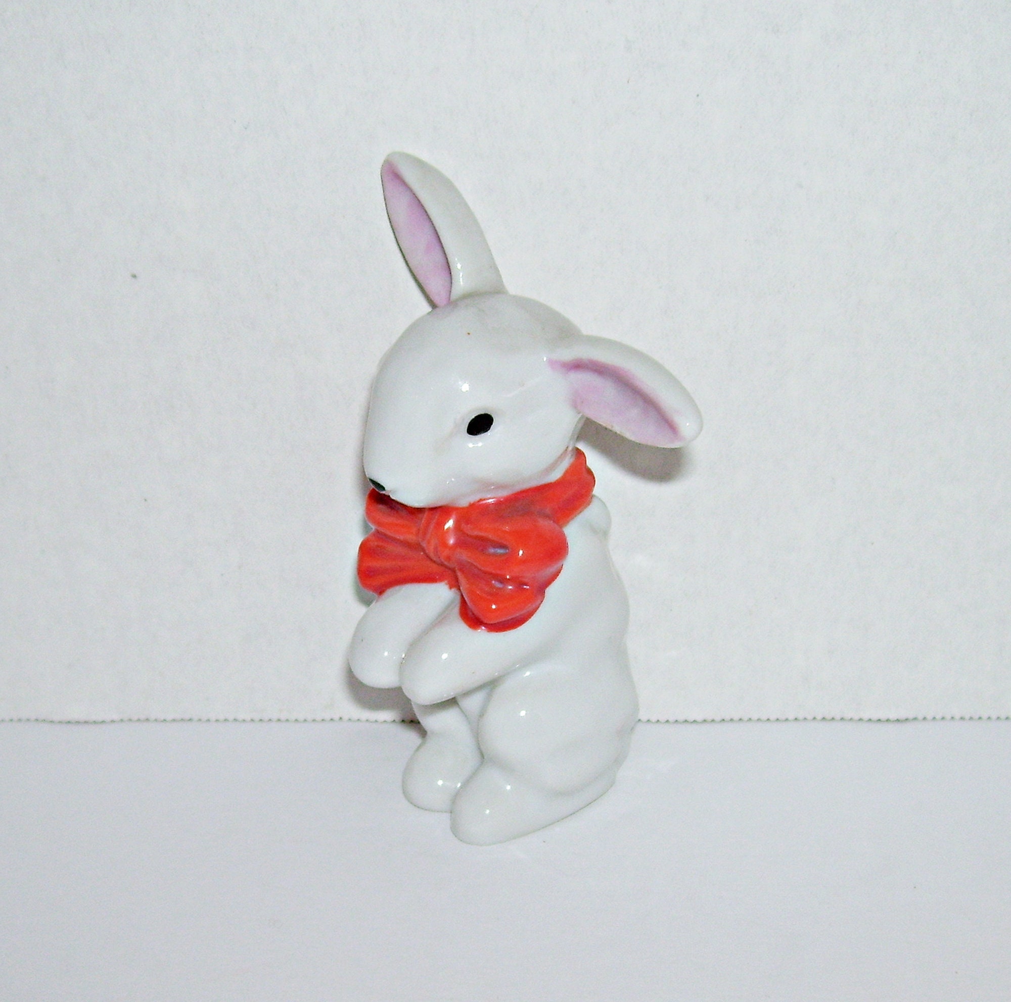 Japanese Plastic Rabbit Vintage Occupied Japan Bunny Rabbit Figurine With Orange Bow - Etsy