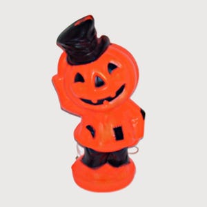 1969 Halloween Blow Mold HoBo Pumpkin Jack-o-lantern Empire Light Up Plastic Decoration Approx 14&quot;