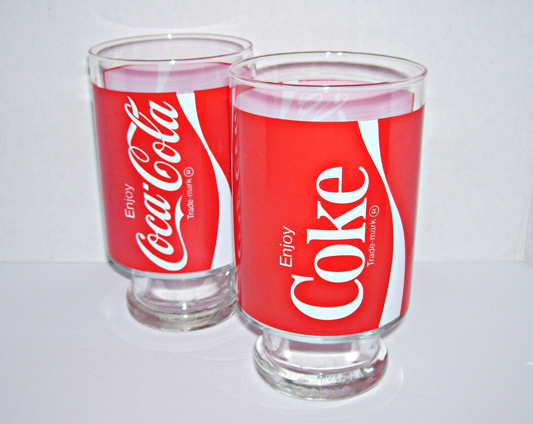 2 Enjoy Coca Cola Drinking Glasses Large Coke Tumblers Red Etsy