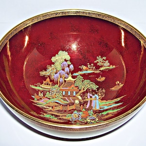 Crown Devon Fieldings Rouge Royale Lustre Mikado Bowl 8 Inch