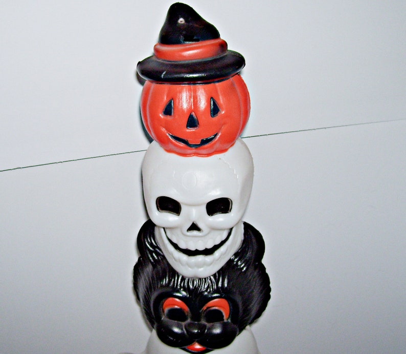 Halloween Blow Mold Totem Stack Ghost Skull Cat Skull Pumpkin Etsy