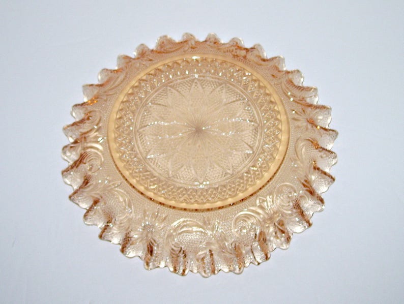 Westmoreland Glass Princess Feather Golden Sunset Bon Bon Dish